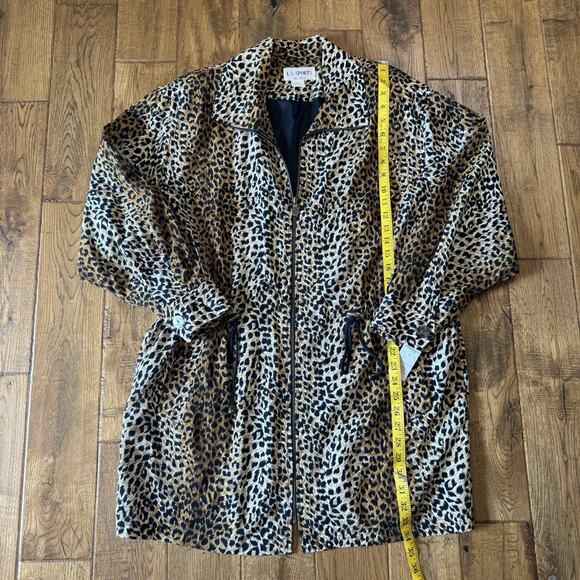 VTG L S Sports Cinch Waist Utility Jacket Womens OS Cheetah Print 100% Polyester - Picture 4 of 6